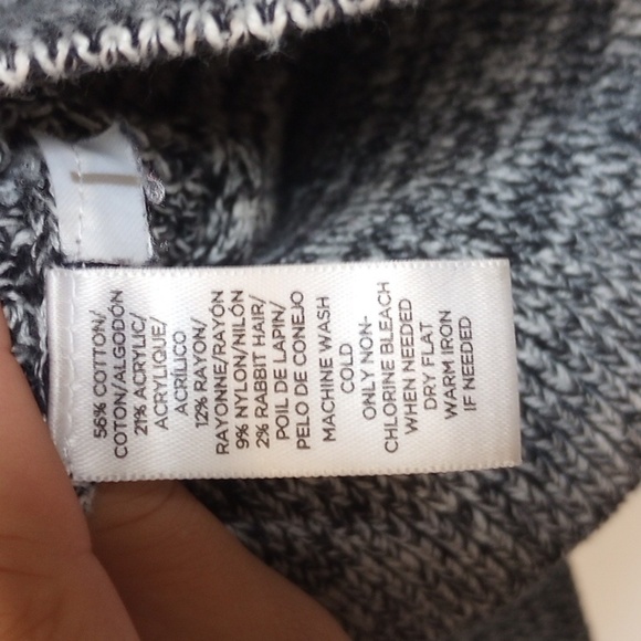 Ann Taylor Loft Womens Sweater Sz XS Heathered Black White Pullover Cozy Comfy - Picture 4 of 7